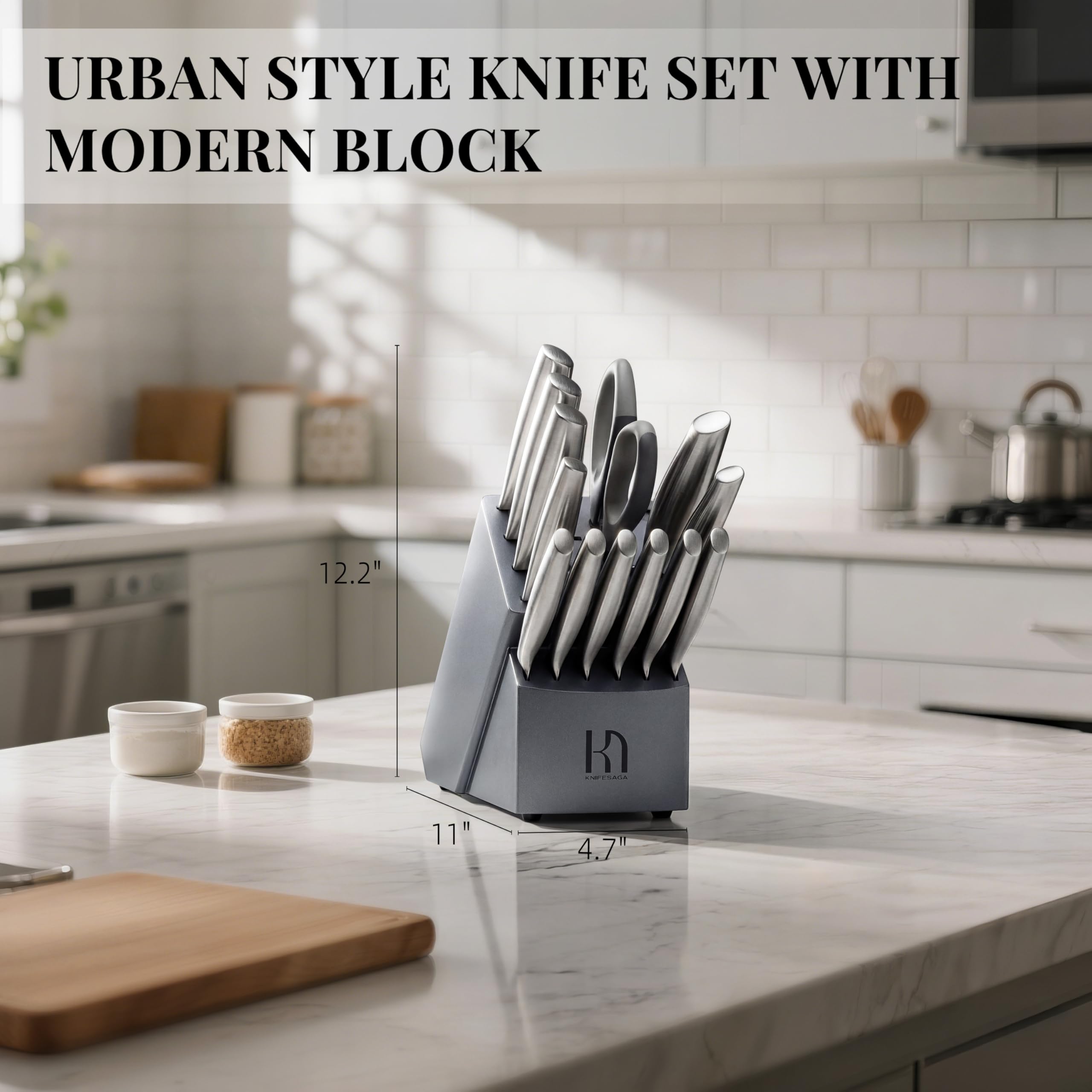 KnifeSaga 14 Pcs Kitchen Knife Set, Premium, Razor Sharp, Japanese Steel