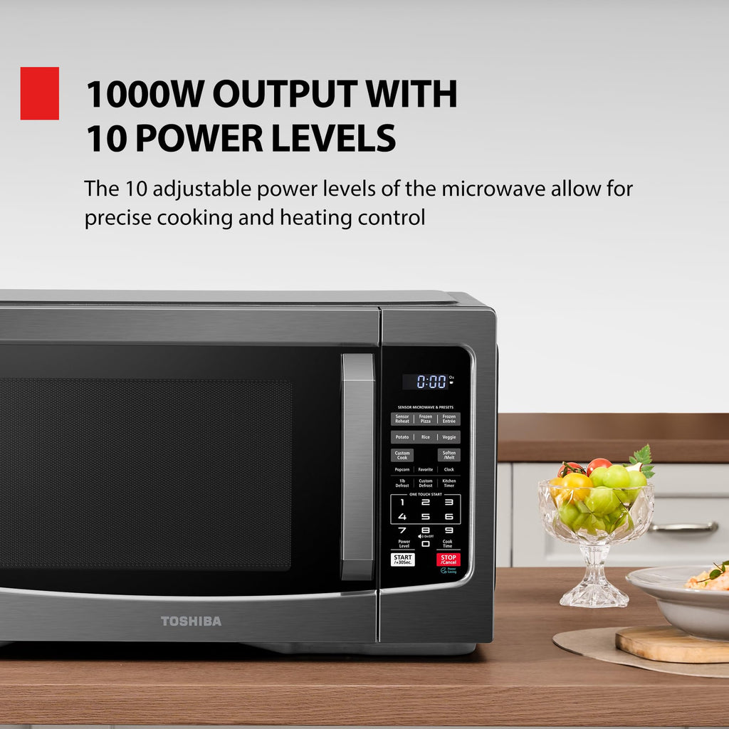 TOSHIBA Countertop Microwave Oven, 1.2 Cu.Ft, 1000W, Black
