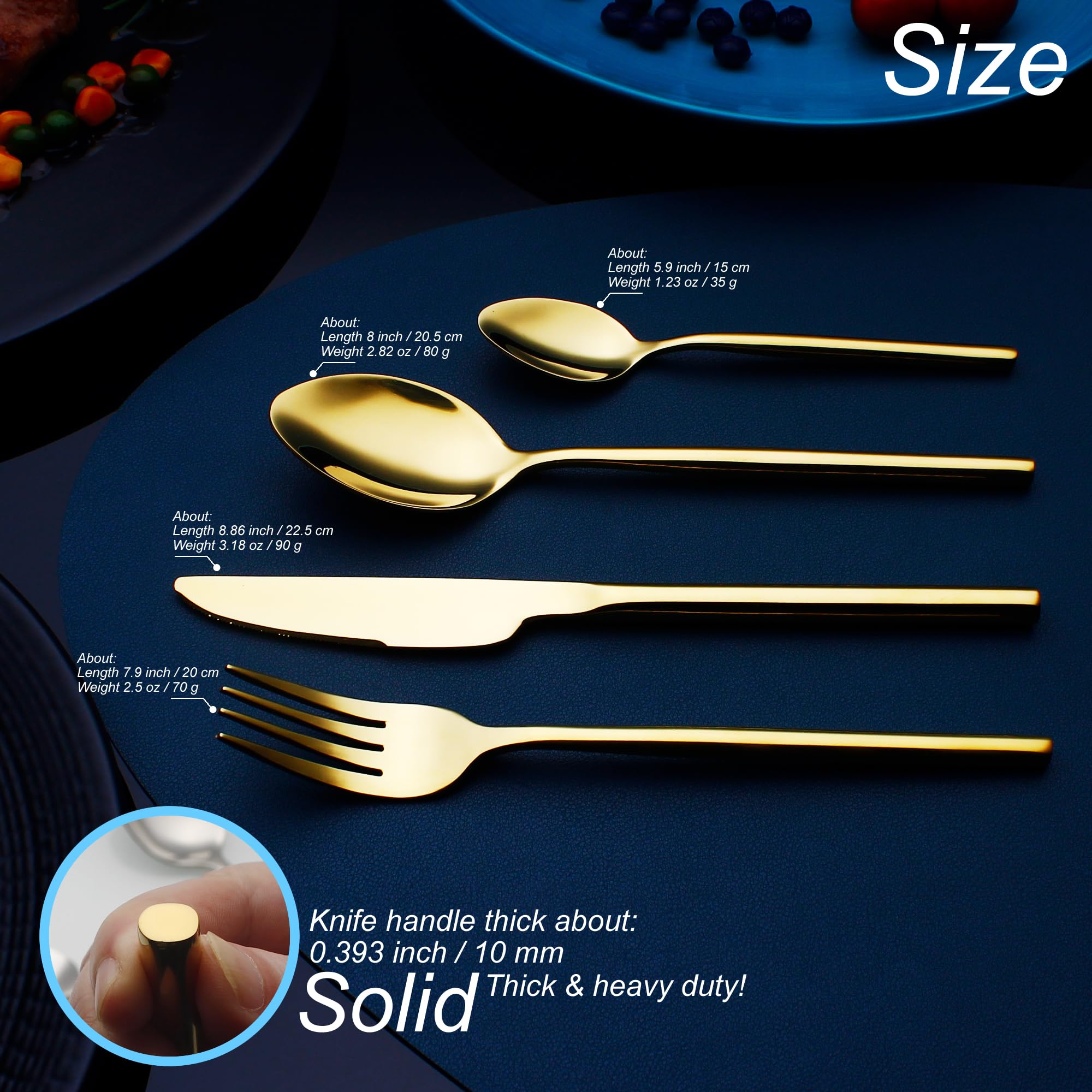 CHAAMFORGE 24 Piece Silverware Set For 6 Gold Heavy duty 18/10 Stainless Steel Flatware Set Modern Design Knife/Fork/Spoon Mirror Polished Dishwasher Safe Cutlery Set with Gifts