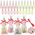 FoldTier 72 Sets 12 Inch Christmas Whisks Gifts DIY Fillable Christmas Tree Ornaments Xmas Colored Silicone Whisks for Cooking Heat Resistant Egg Beaters with Card Rope Bag for Candy Holder