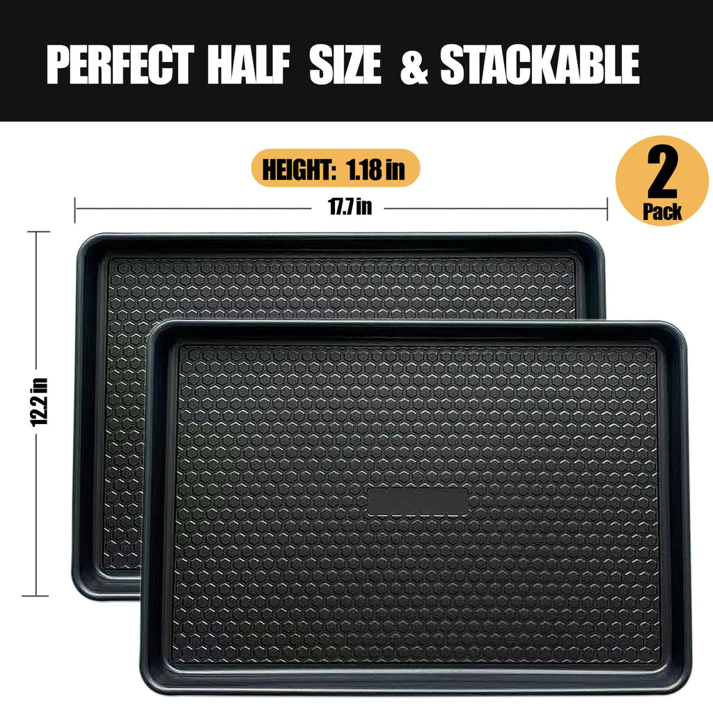 JOHO BAKING Large Baking Sheet Set (2 Pack) - Half Sheet Pan 17.7x12.2 Inch, 0.8mm Heavy Duty Carbon Steel, Nonstick & Warp Resistant Cookie Sheet for Baking, Roasting, Textured Pattern, Dark Grey