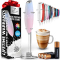 Zulay Kitchen Powerful Milk Frother Wand With Duracell Batteries - Ultra Fast Handheld Drink Mixer - Electric Whisk Foam Maker for Coffee, Lattes, Cappuccino & Matcha - Triple Whisk - Orchid Bloom