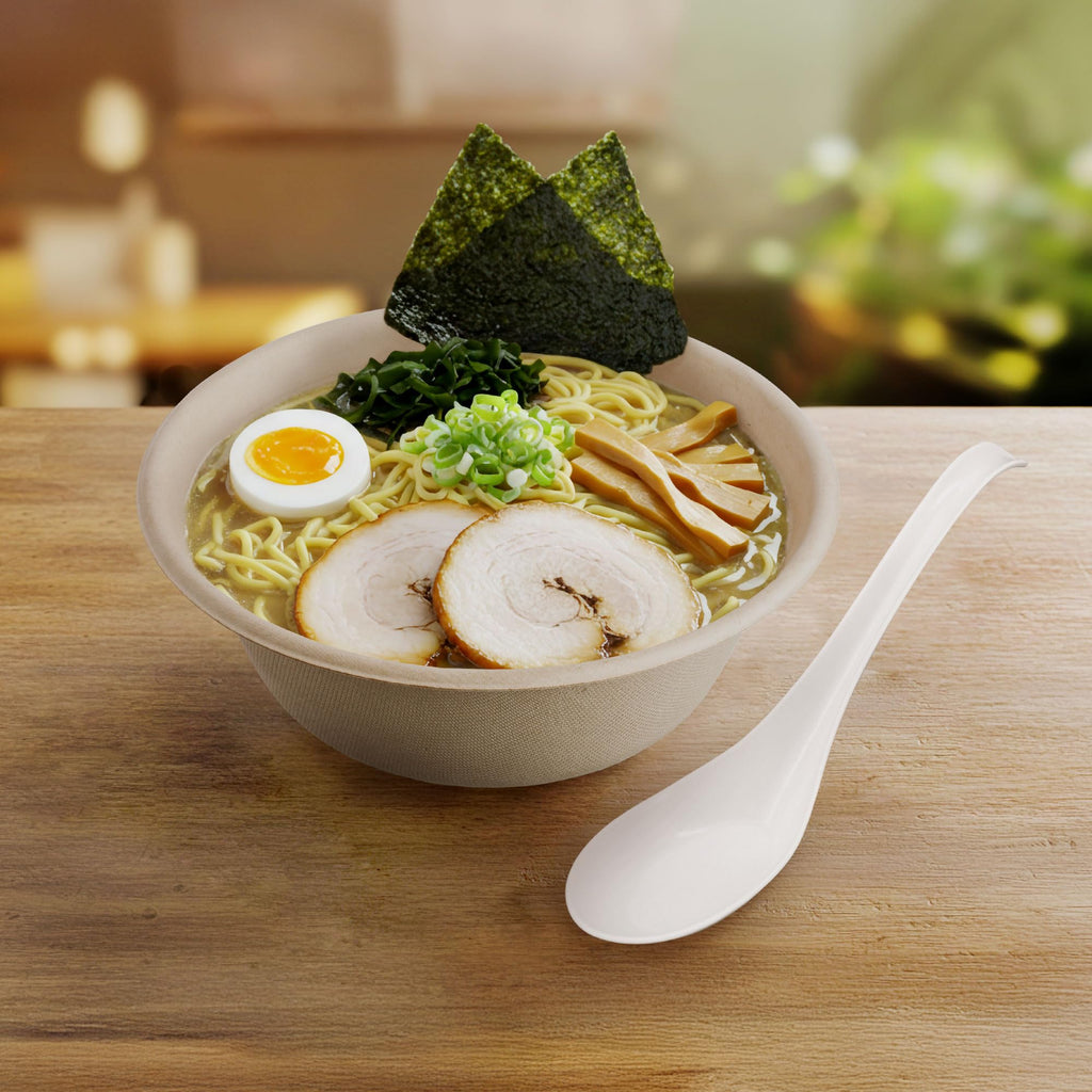 Disposable PLA Cornstarch Asian Soup Spoons with Hook Plastic-Free,600 Pack