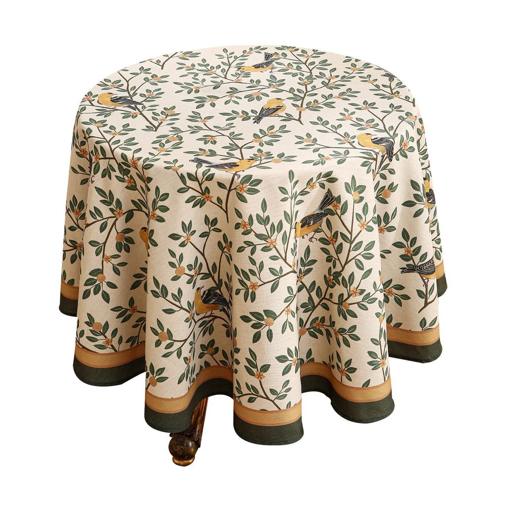 patdrea Vintage French Linen Tablecloth,Round,Diameter 67"-Wensel