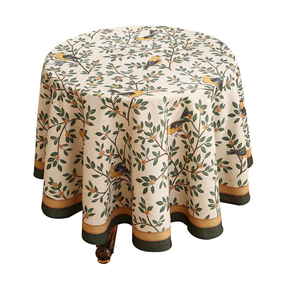 patdrea Vintage French Linen Tablecloth,Round,Diameter 67"-Wensel
