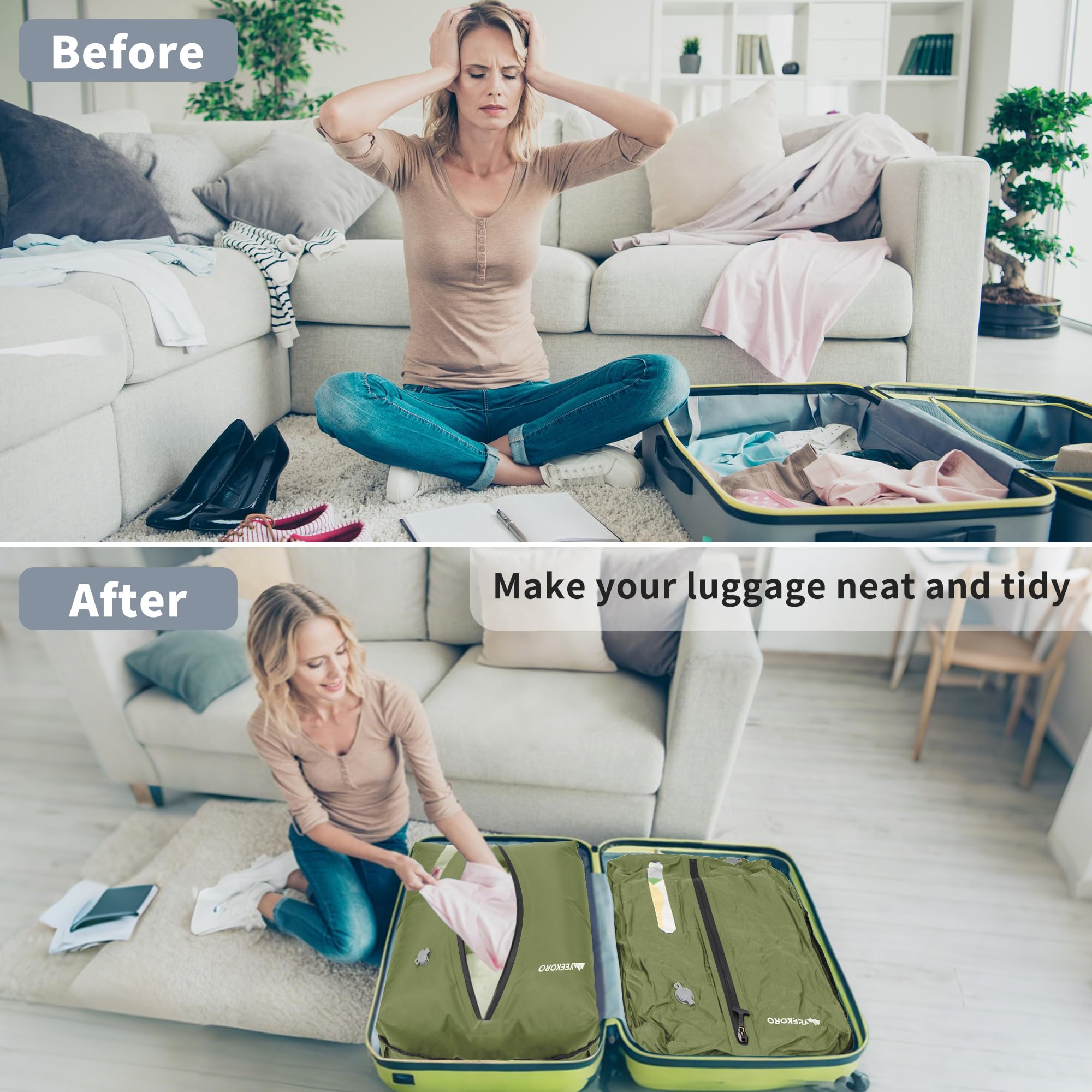 YEEKORO Vacuum Bag for Travel,IPX8 Waterproof Reusable Compression Bags