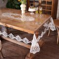 Artbloss Clear Table Cover Protector Vinyl Table Cloth Rectangle Oil Spill Proof Vintage Rustic Plastic Table Covers for Dining Tables (White Lace, 60 x 84 Inches)