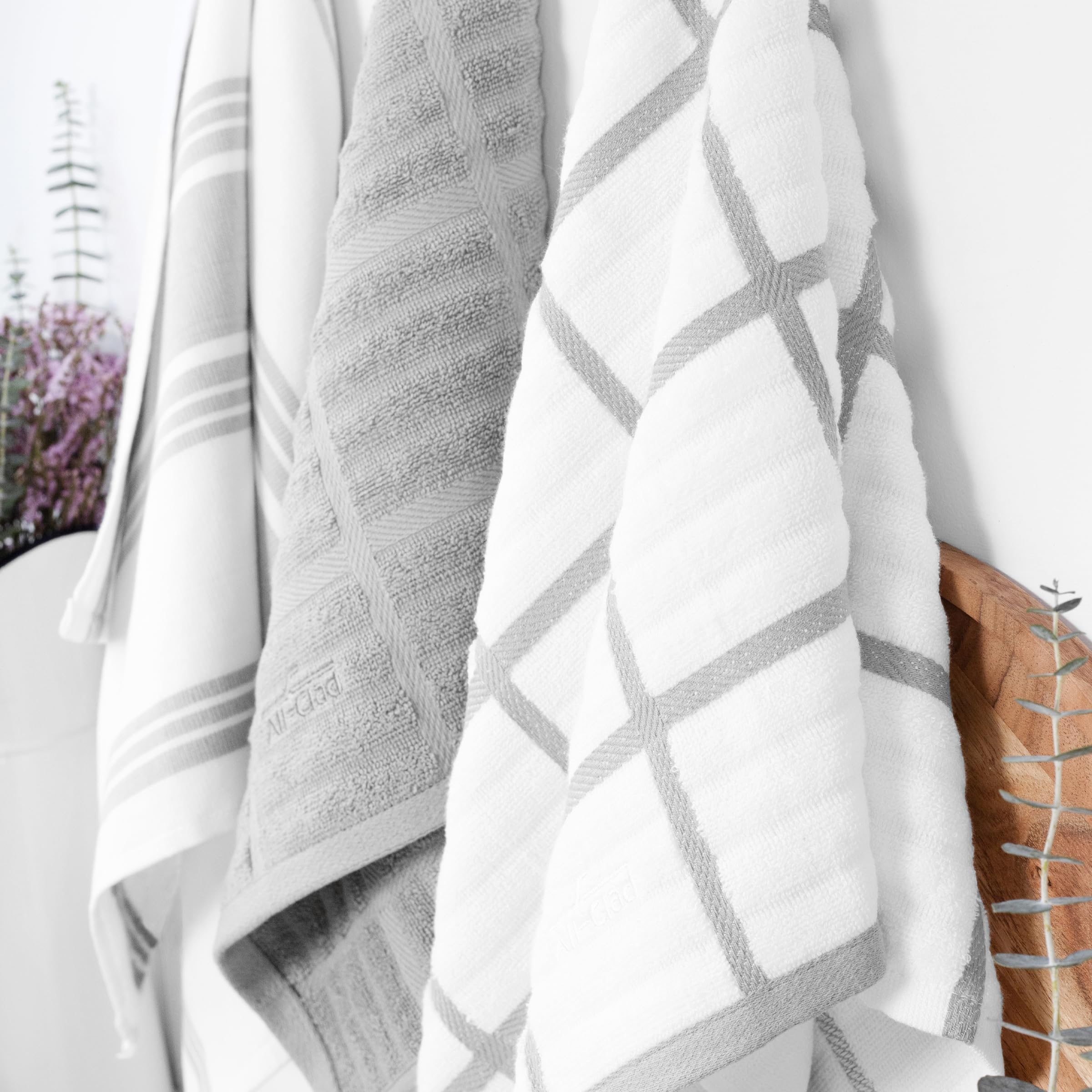 All-Clad Checked Kitchen Towel: Highly Absorbent, Super Soft Long Lasting - 100% Cotton, 17"x30" Tea Towel for Cleaning & Drying Dishes, Pans, Glassware, or Countertops, (1-Pack), Titanium Gray