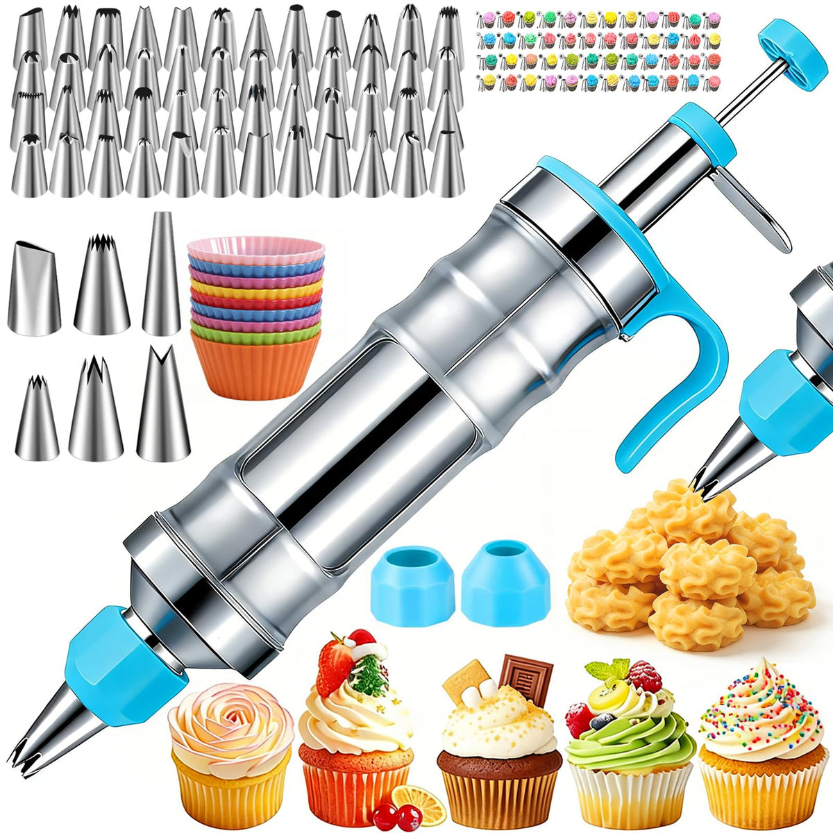 Suuker Dessert Decorating Syringe Set, Icing Piping Kit, Blue