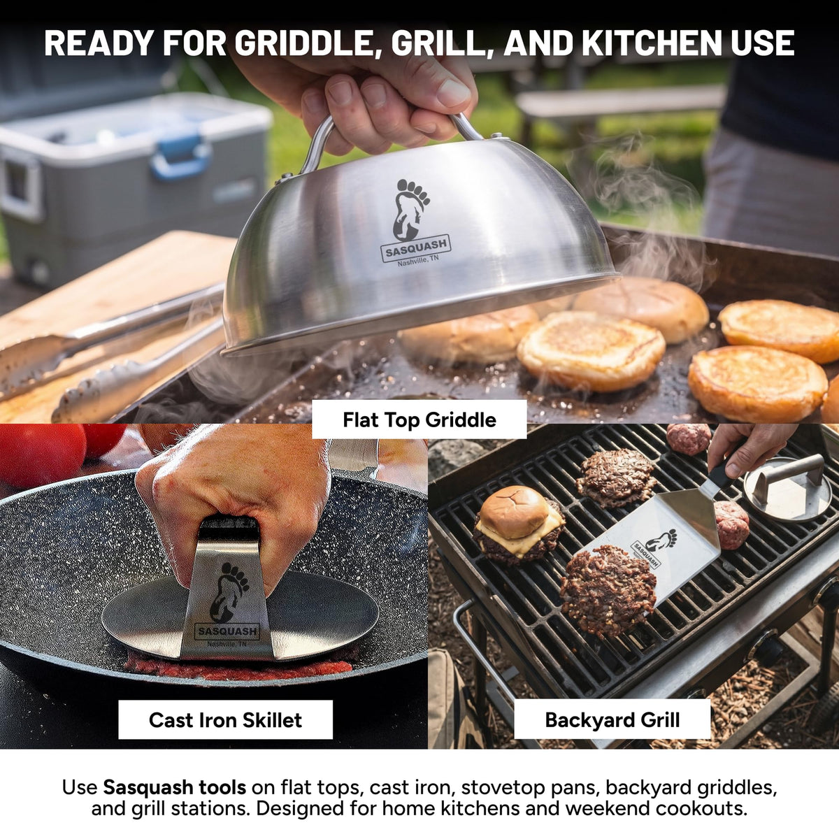 Sasquash Mammoth Smash Burger Spatula, Stainless Steel, 6 x 5.5 Inch Blade