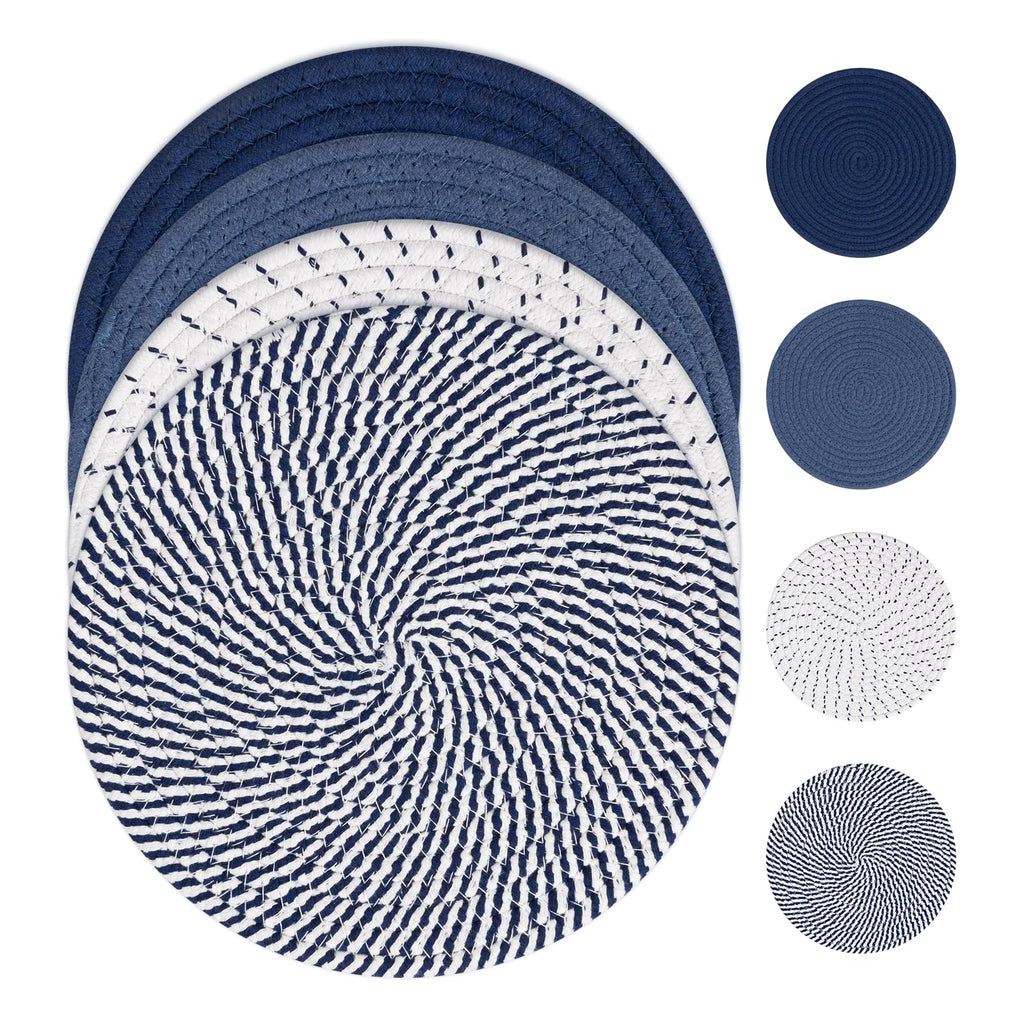 SHACOS 8 Inches Trivets for Hot Dishes, 4 Pieces Cotton Trivets Mats