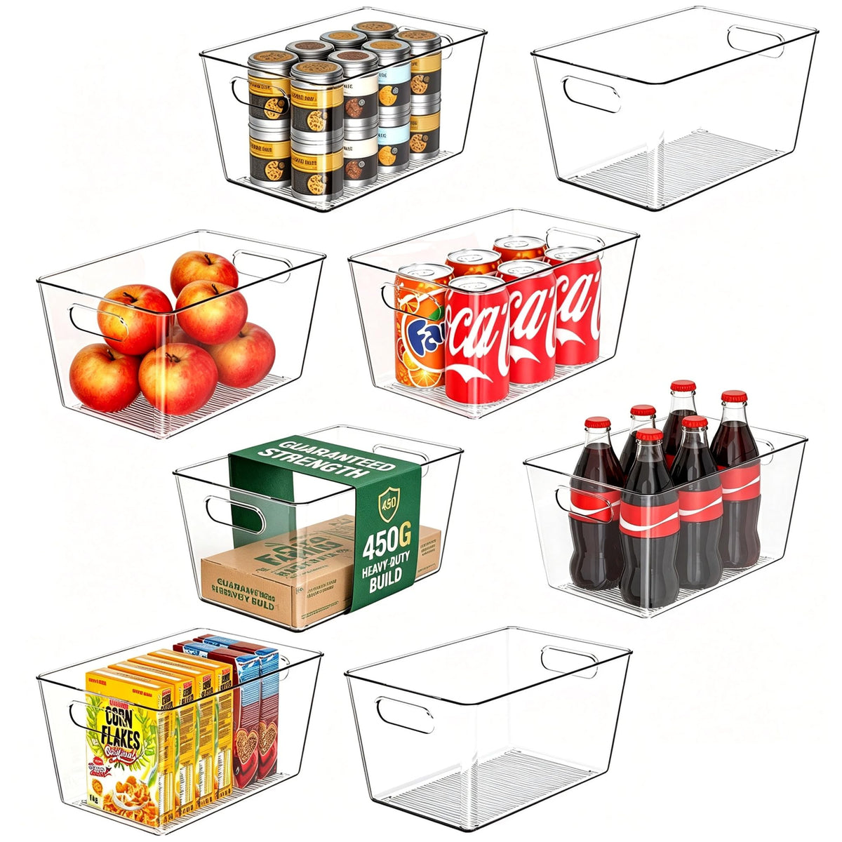 Joymeezo 6 Pack Clear Plastic Storage Bins, Kitchen&Pantry Organizer Large