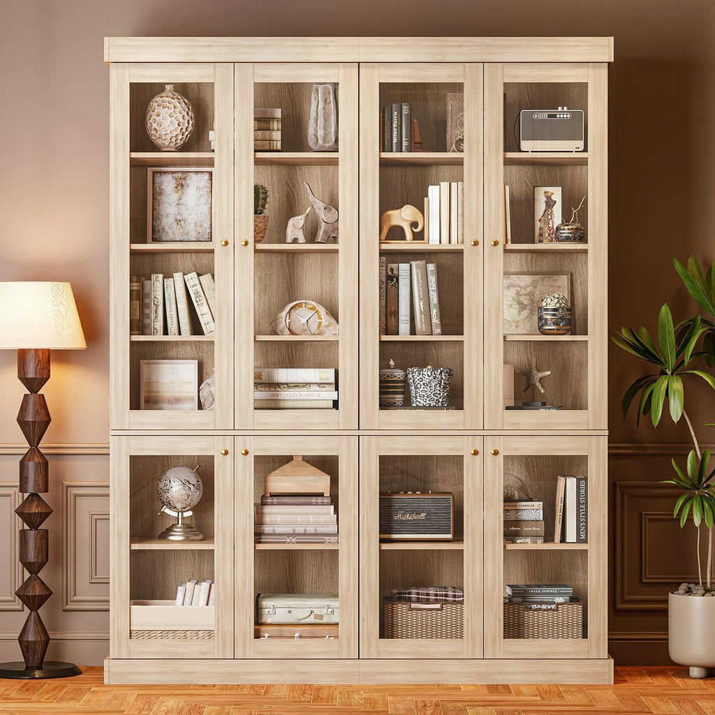 ivaniti 70.8" Tall Farmhouse Kitchen Pantry Cabinet, Modular Storage Cabinet with 6-Tier Adjustable Shelves, White, Wooden Hutch for Living Room, Kitchen, Set of 4