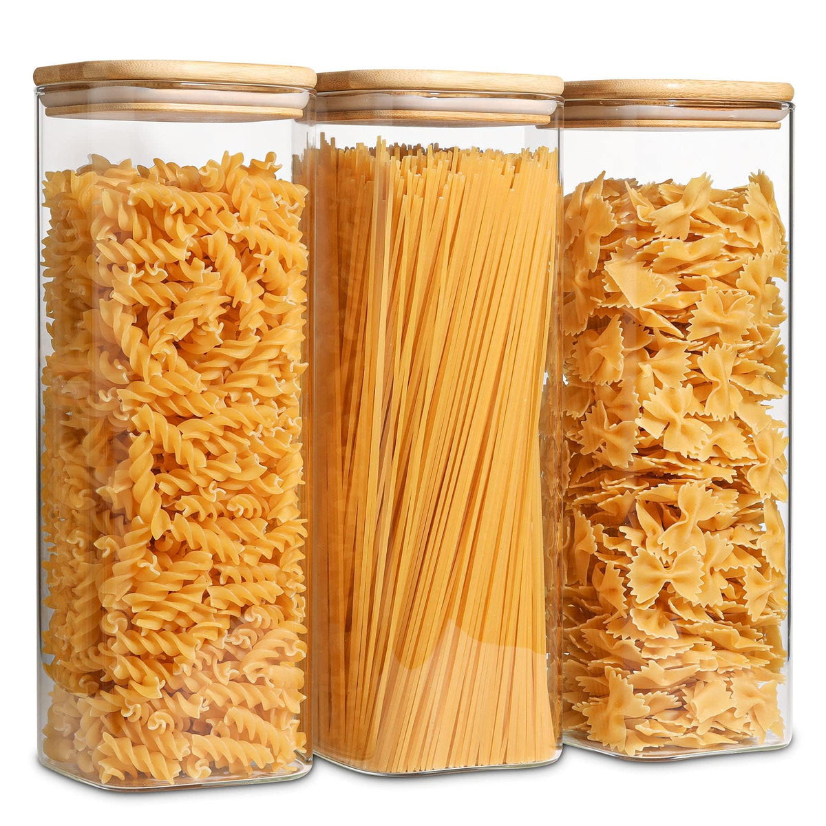 ComSaf Square Glass Containers with Lids 0.6 Qt, Set of 6 Small Glass Jars