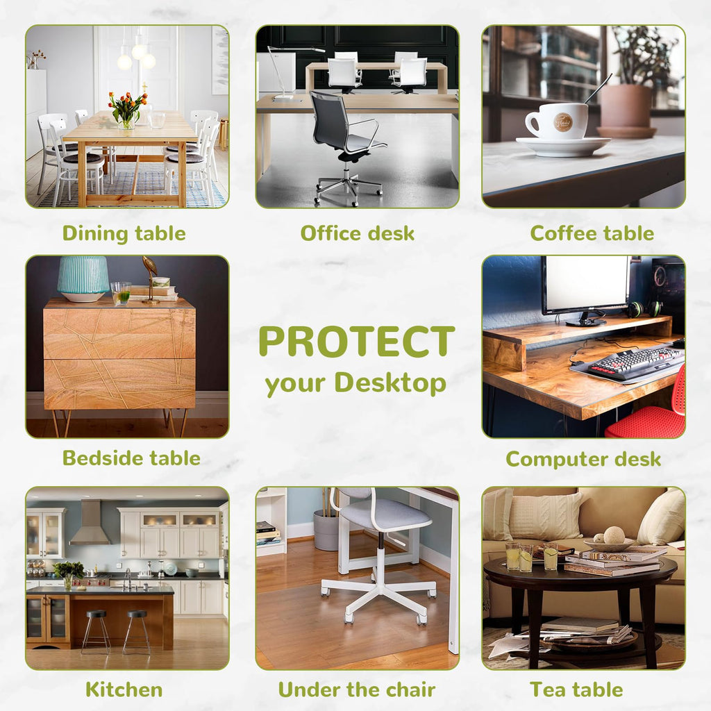 Eisdroma 36 x 40 Inch Clear Table Cover Protector, Clear Table Protector for Dining Room Table, 1.5mm Plastic Table Cover, Waterproof Table Pad for Kitchen, Office