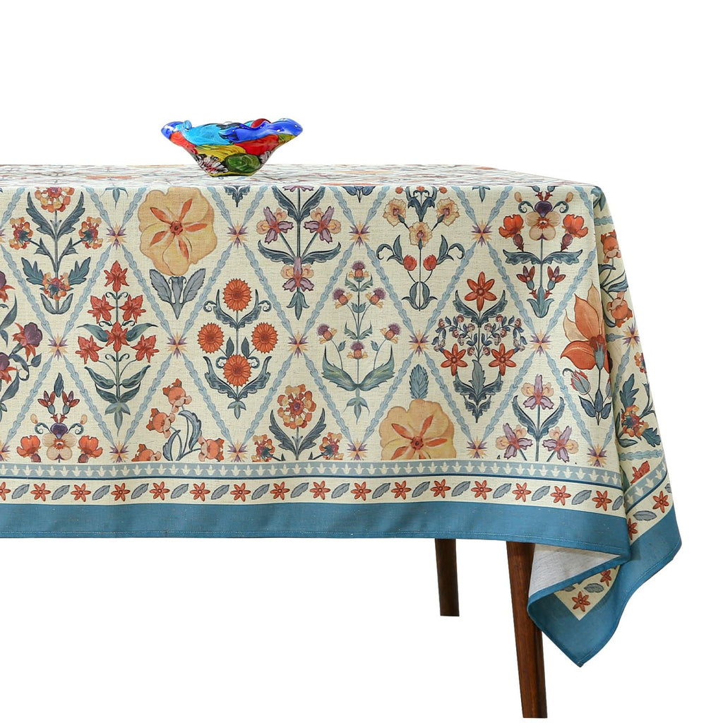 ISAENNE Designer French Linen Rectangular Tablecloth,94"x63"-Helena E