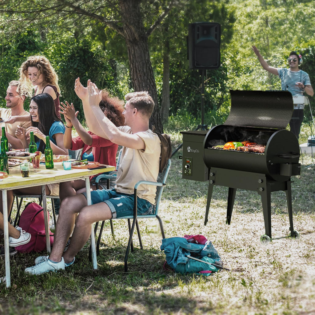 Electric Wood Pellet Grill & Smoker with Foldable Legs, 456 SQ.IN Grill Capacity, 11LB Pellet Hopper, PID Temperature Control 180-425°F, Portable Foldable Design for Backyard Camping Bake and Roast