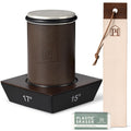 Rolling Knife Sharpener with Leather Strop and 15, 17, 20 & 22 Degree Angles - Knife Sharpener Kit - Roller Knife Sharpening System with Stand, Holder & Eraser - Walnut Brown