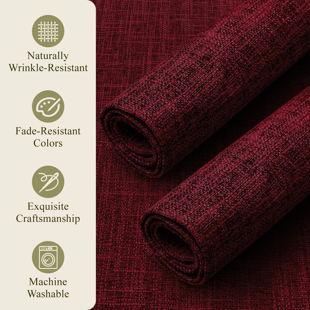 KXN Placemats Set of 6, Dual-Layer Thickened Faux Linen Table Mats, Heat Resistant & Wrinkle-Free, Machine Washable Cloth Place Mats for Kitchen Dining Indoor Outdoor (Red)