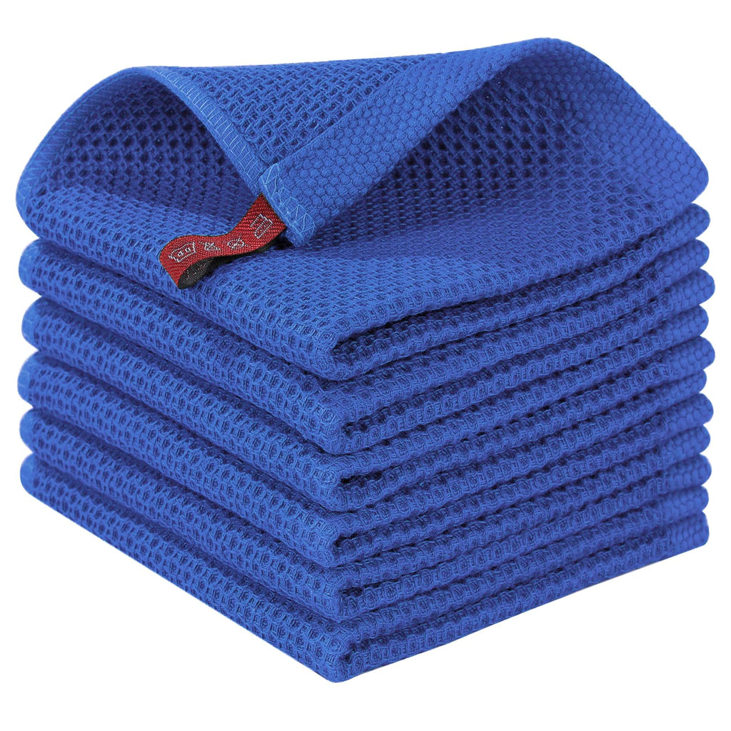Homaxy 100% Cotton Waffle Weave Kitchen Dish Cloths 6-Pack, Dark Grey