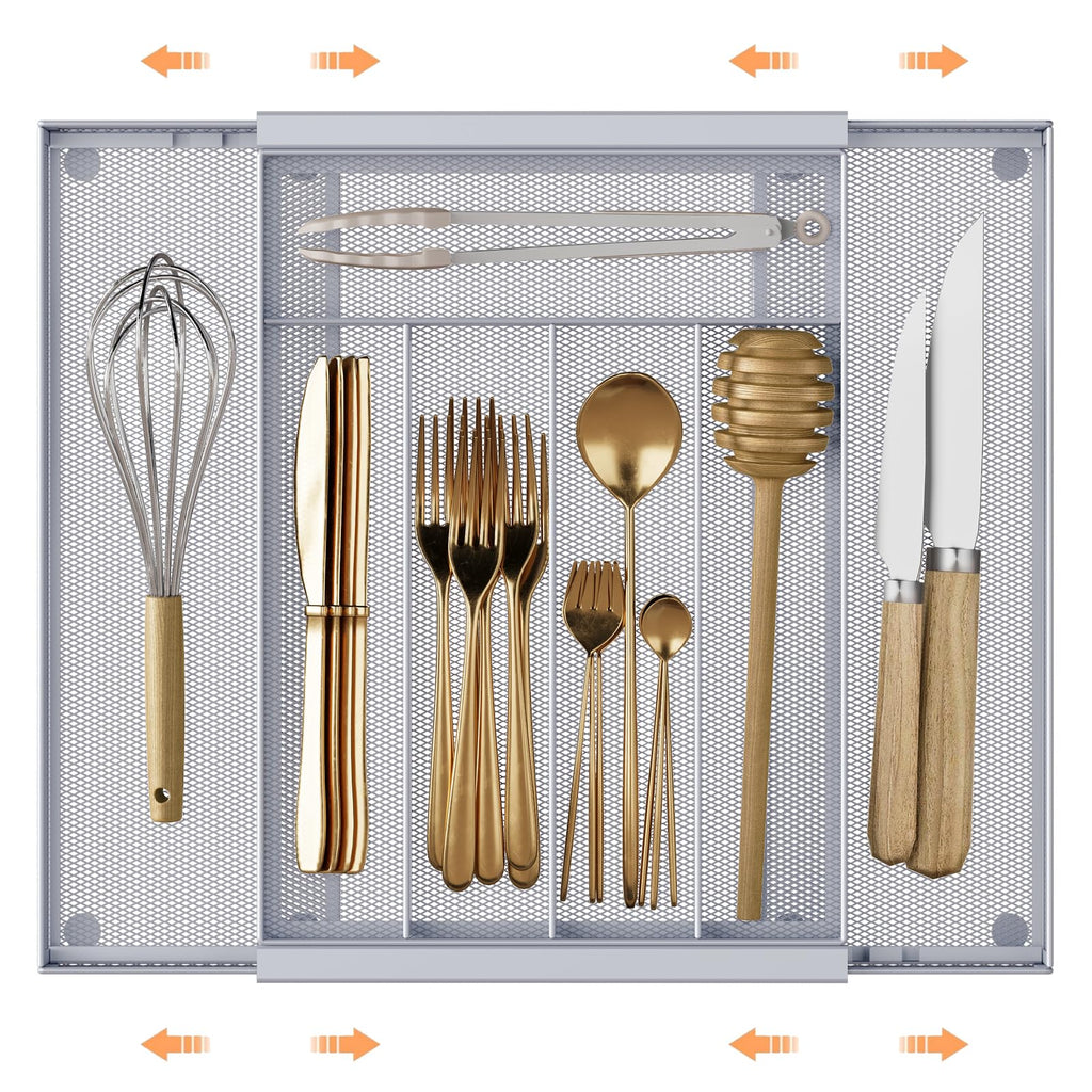 Sedegn Mesh Silverware Tray for Drawers: 5‑Compartment Utensil Organizer
