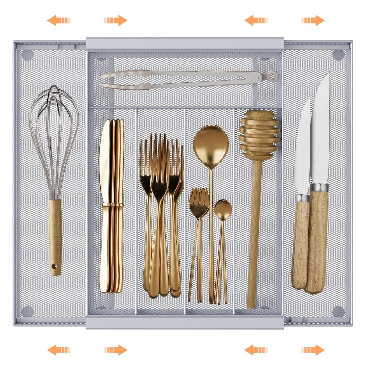 Sedegn Mesh Silverware Tray for Drawers: 5‑Compartment Utensil Organizer