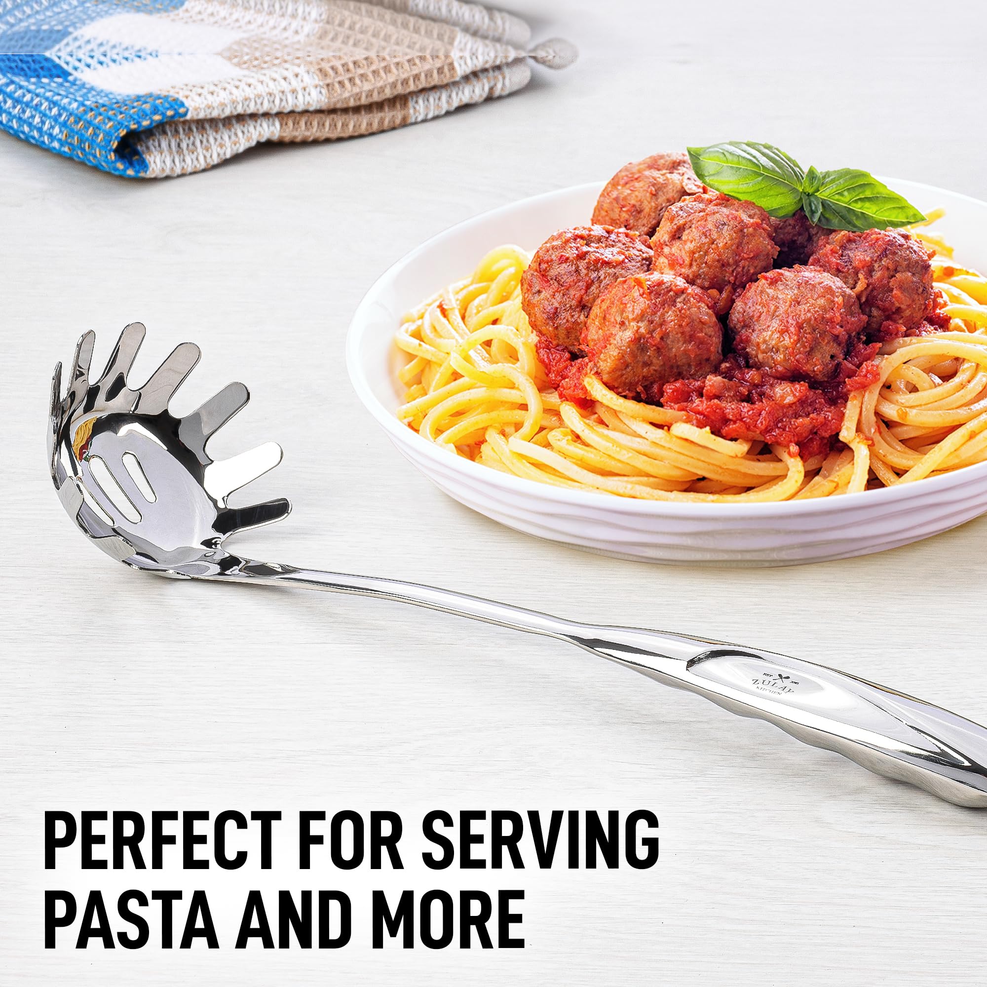 Zulay Kitchen Stainless Steel Pasta Spoon