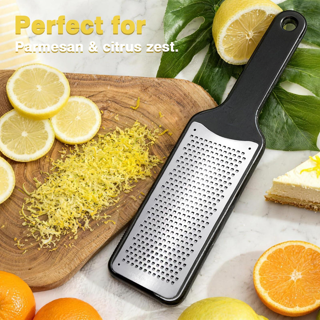 LHS Citrus Lemon Zester Cheese Grater - Stainless Steel Kitchen Tool for Parmesan Cheese, Ginger, Garlic, Nutmeg, Chocolate, Fruits, Dishwasher Safe
