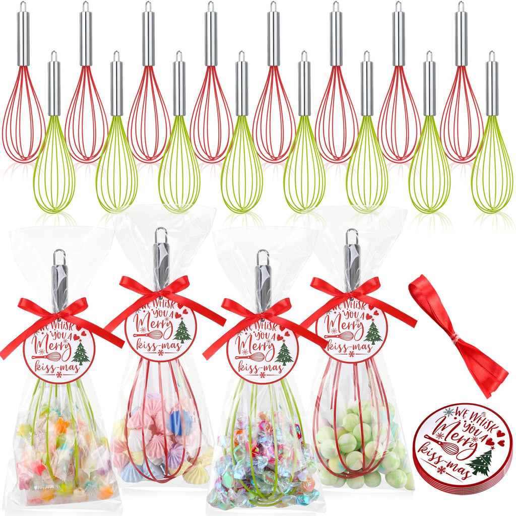 FoldTier 16 Sets 12 Inch Whisks Bulk DIY Fillable Whisk Gifts Colored Silicone Whisks for Cooking Heat Resistant Egg Beaters for Candy Holder Party Favors