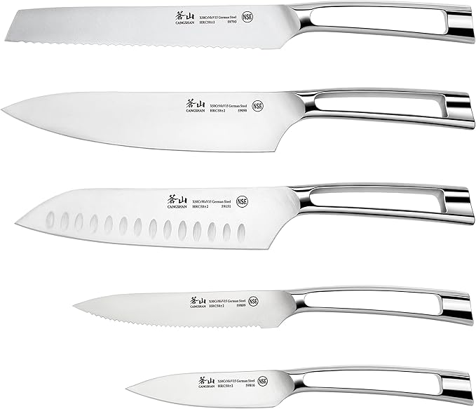 Cangshan N1 Series 59205 6-Piece German Steel Forged Knife Block Set, Oprah's Favorite Things 2017