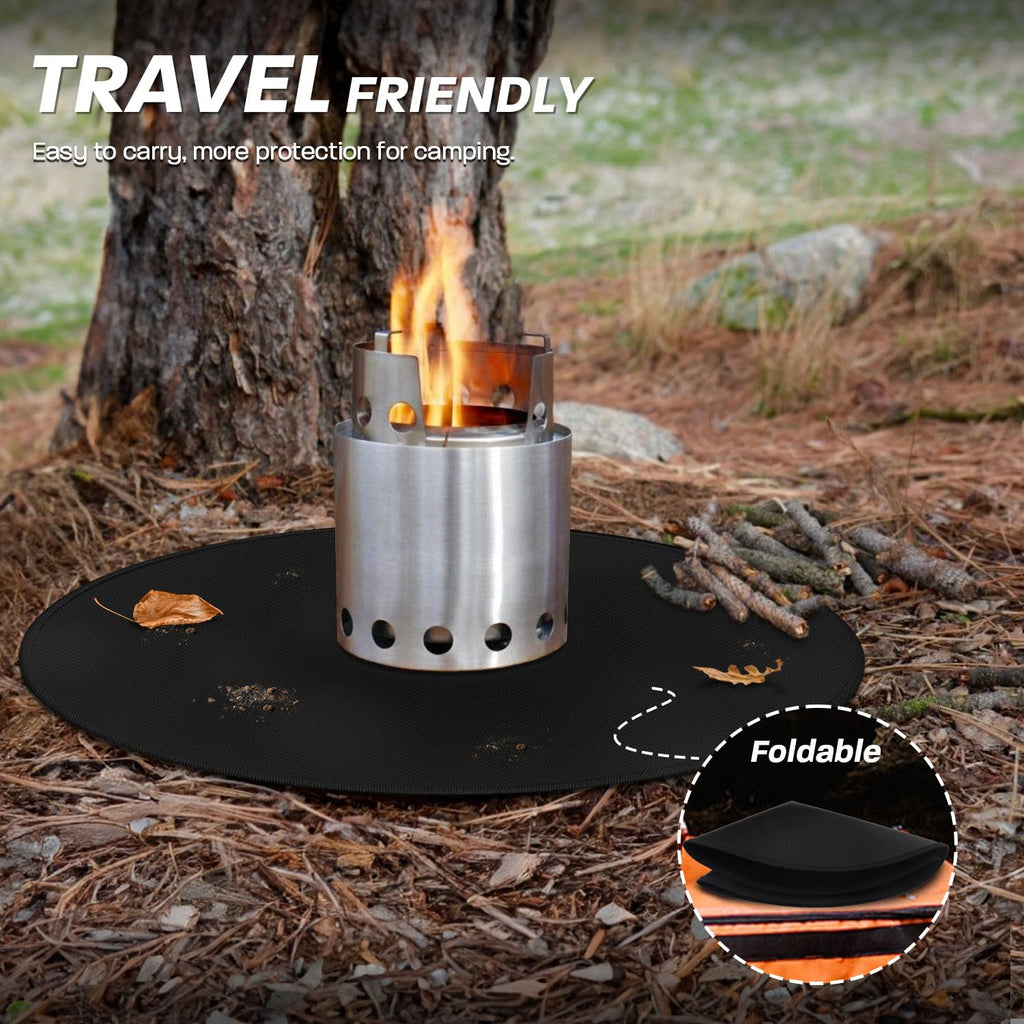 rumlick 19.5" Fire Pit Mat for Solo Stove Mesa, Oil and Waterproof Round Tabletop Under Fire Pit Mat, Portable Camping Stove Mat for Solo Stove Accessories