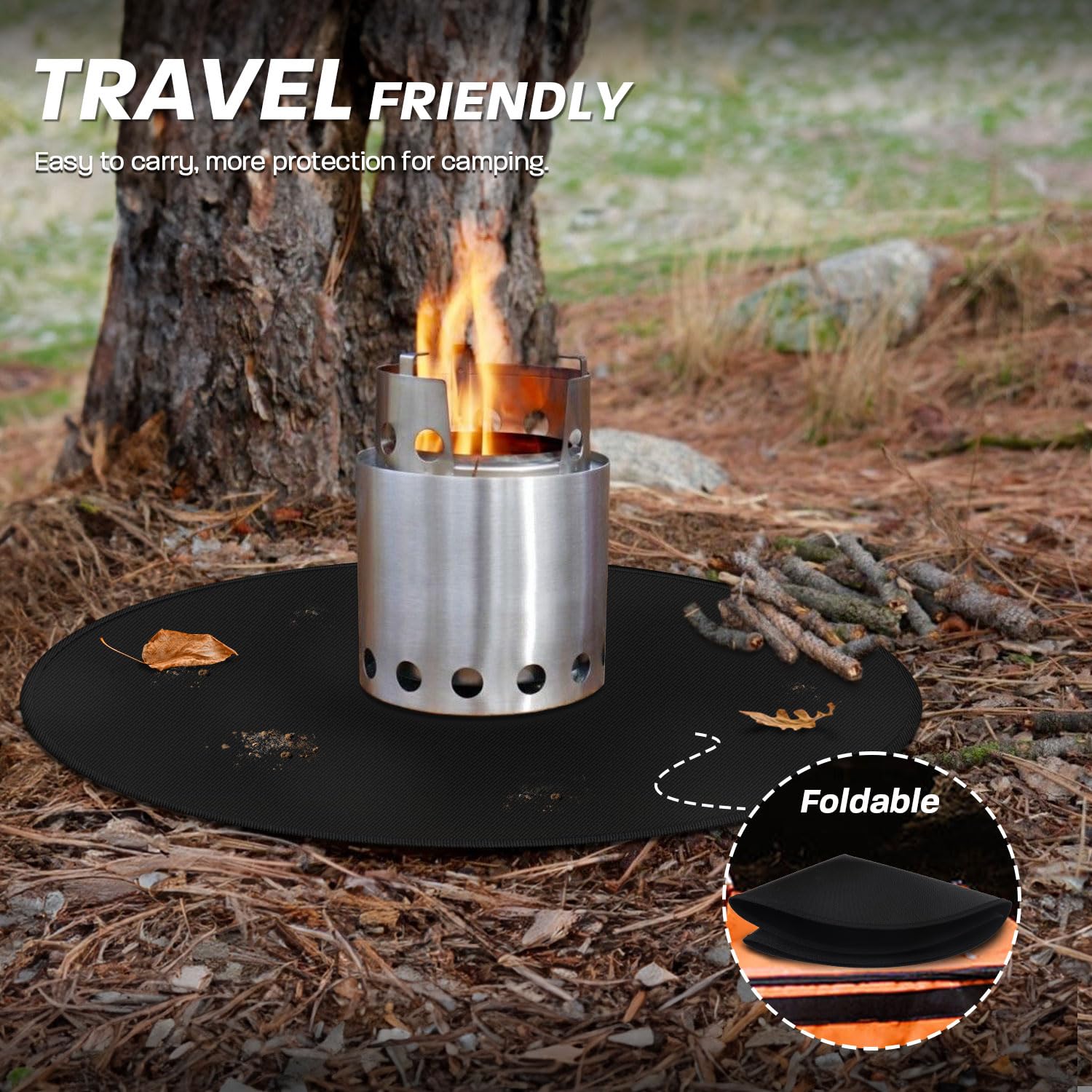 rumlick 19.5" Fire Pit Mat for Solo Stove Mesa, Oil and Waterproof Round Tabletop Under Fire Pit Mat, Portable Camping Stove Mat for Solo Stove Accessories