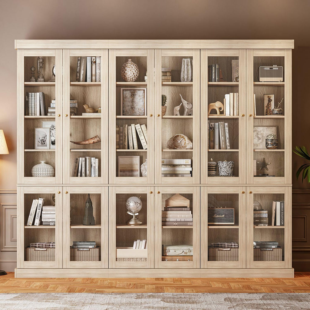 ivaniti 70.8" Tall Farmhouse Kitchen Pantry Cabinet, Modular Storage Cabinet with 6-Tier Adjustable Shelves, White, Wooden Hutch for Living Room, Kitchen, Set of 4