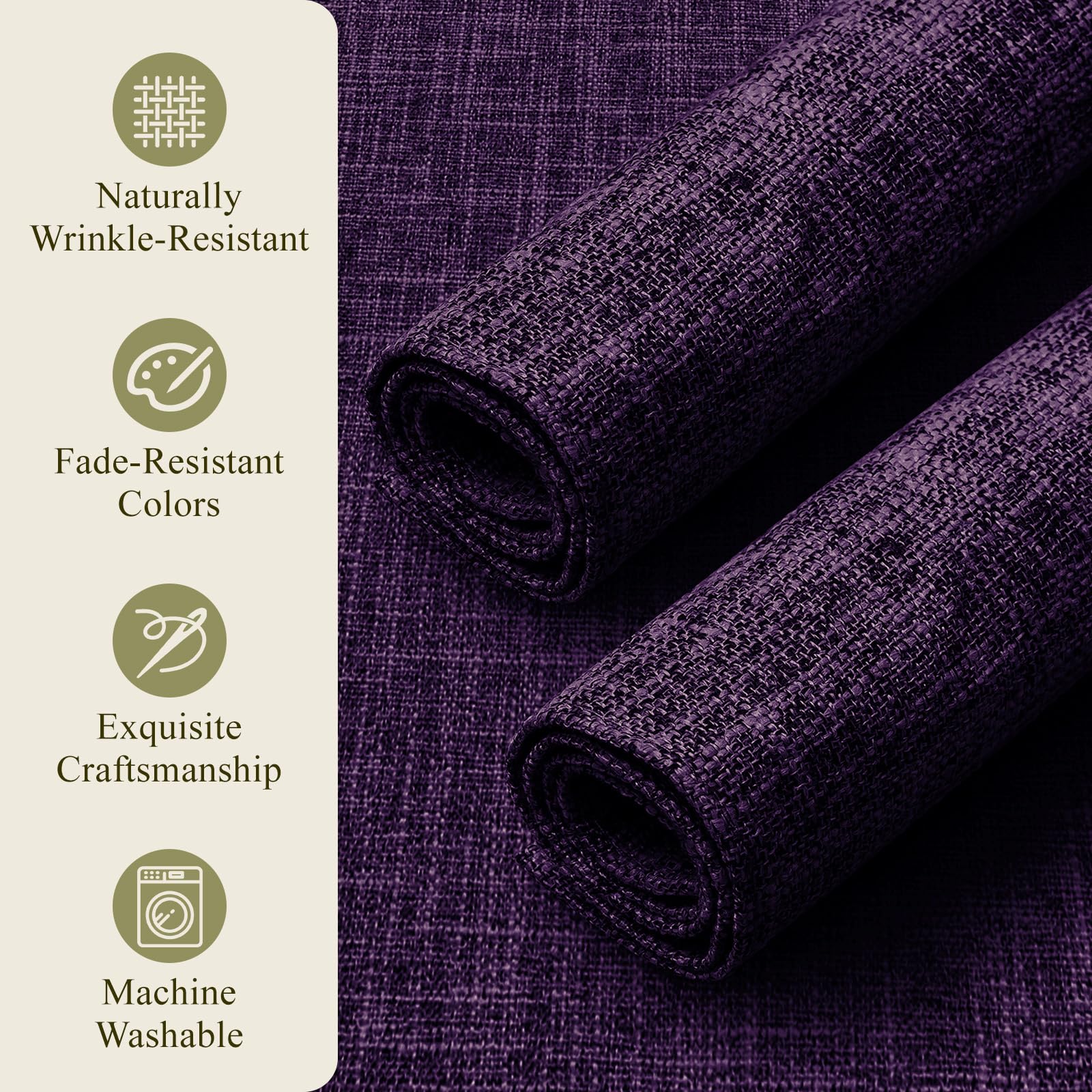 KXN Placemats Set of 8, Dual-Layer Thickened Faux Linen Table Mats, Heat Resistant & Wrinkle-Free, Machine Washable Cloth Place Mats for Kitchen Dining Indoor Outdoor (Purple)