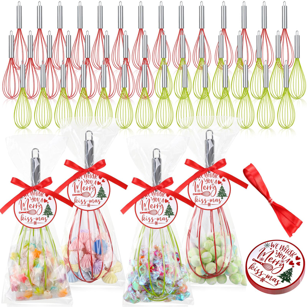 Foldtier 24 Sets 10 Inch Silicone Whisks Christmas Cooking Gifts Bulk