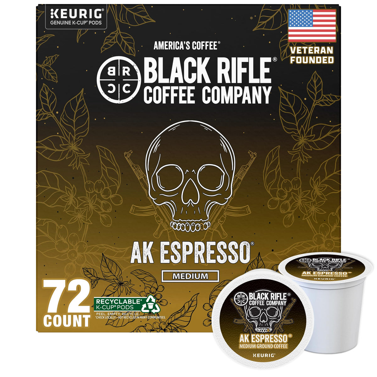 Black Rifle Coffee Medium Roast K Cup Coffee AK Espresso 50 Count