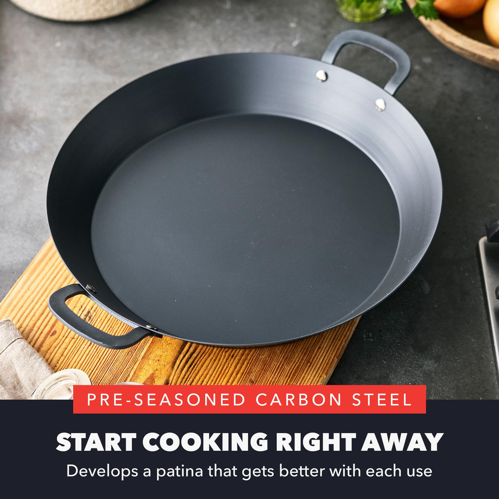 GreenPan x Bobby Flay 15" Pre-Seasoned Carbon Steel Paella Pan