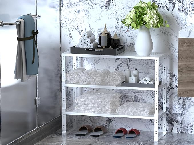 Adjustable Expanable Stackable Spice Rack Shelf Pantry Storage Organizer for Kitchen Cabinet,Countertop,Bathroom and More.Space is no Longer Limited(1Pack/White/Large)