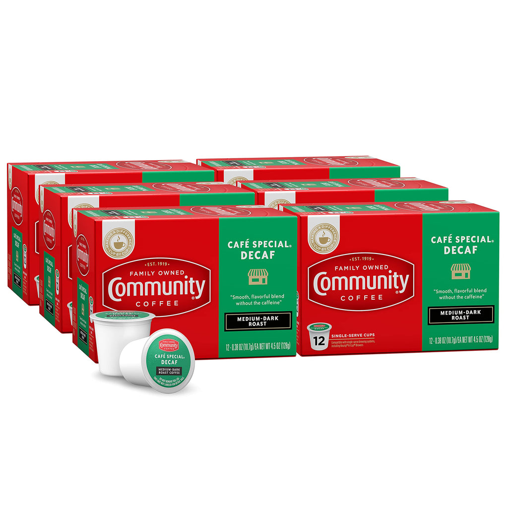 Community Coffee Café Special Decaf, Medium-Dark Roast, Single-Serve Keurig K-Cup Pods, 32 Count (Pack of 1)