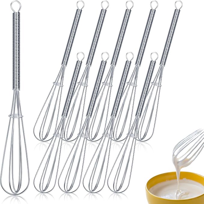 Baderke 10 Pcs Mini Whisk Bulk Small Whisks for Cooking 304 Stainless Steel Tiny Whisk for Baking, Whipping, Beating Eggs, Mixing Sauces, Blending Ingredients (6 Inch)