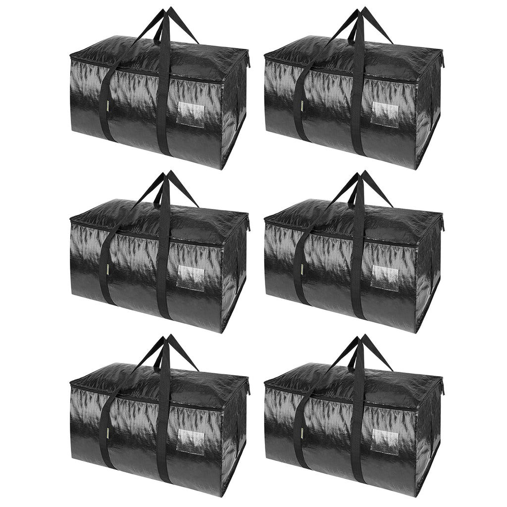 BALEINE 4-Pack Oversized Moving Bags with Reinforced Handles, Heavy-Duty Storage Tote Moving Supplies for Packaging, Camping (Blue w/Window, 4-Pack)