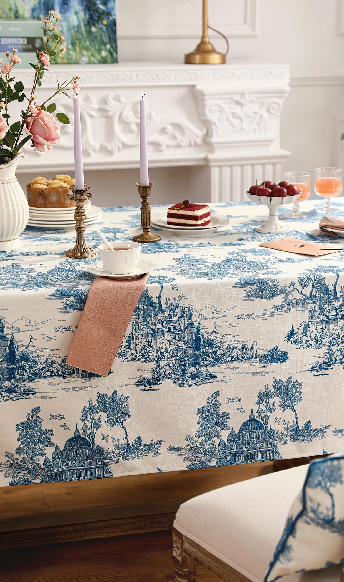 patdrea Elegant French Linen Tablecloth,Rectangular,94"x63"-Lucerne A
