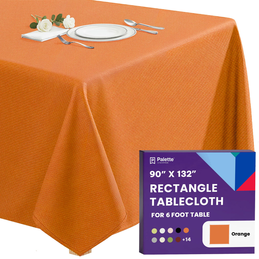 Gee Di Moda Rectangle Tablecloth - 90 x 132 Inch Ivory Table Cloth for 6 Foot Tables with Floor-Length Drop - Heavy Duty Washable Fabric for Holiday Party, Dinner, Weddings & Baby Shower