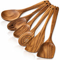 6 Pack Wooden Spoons For cooking – Heat-Resistant Wood Spatula with Comfort Grip, Lightweight Kitchen Cooking Utensils set, wood Spoon utensil Set Perfect for Non-Stick Cookware