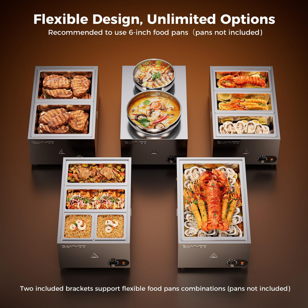 CAMMOO 2-in-1 Steam Table Food Warmer and Soup Warmer Commercial Portable