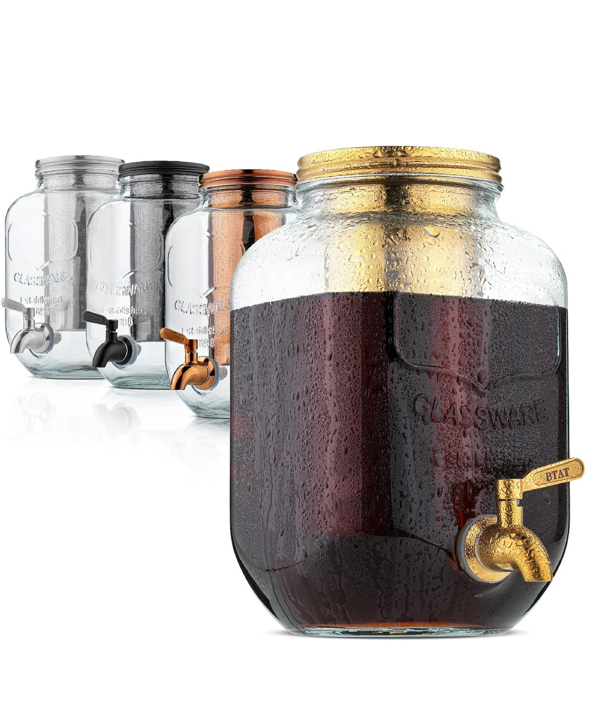 BTaT- 1 Gallon Cold Brew Coffee Maker, Thick Glass Pitcher