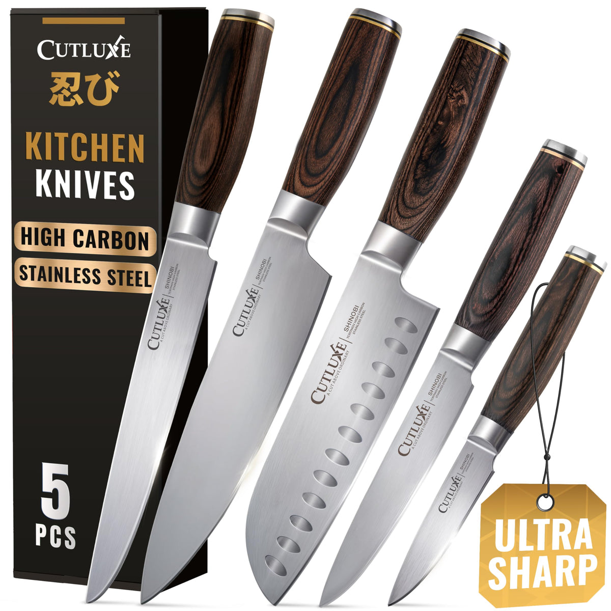 Cutluxe Santoku Knife, 5" Japanese Meat & Vegetable Knife for Chopping