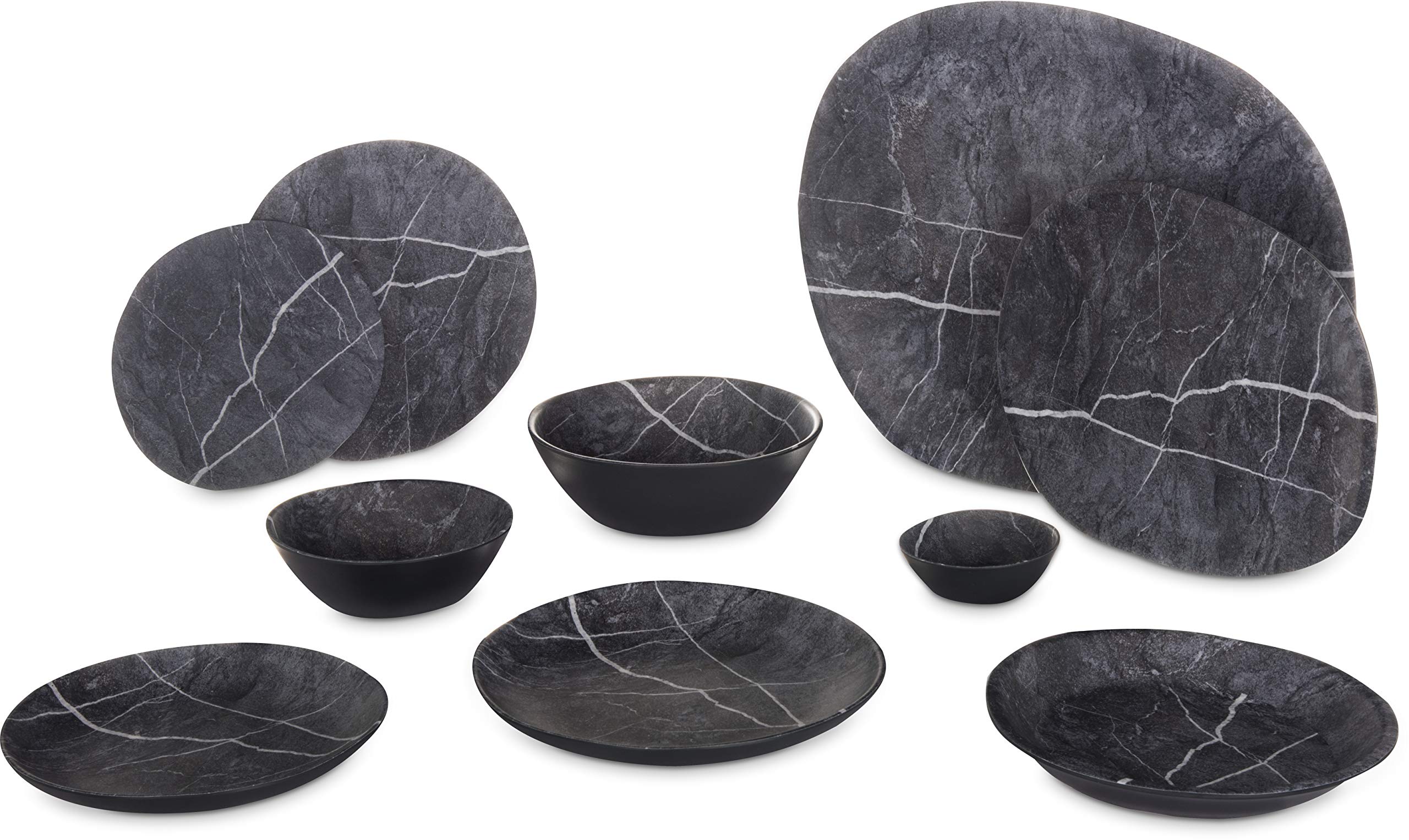 Carlisle FoodService Products Ridge Resuable Plastic Platter Oblong Platter for Home and Restaurant, Melamine, 18 Inches, Soapstone, (Pack of 6)