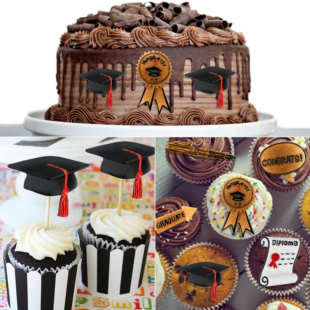 Sakolla Graduation Fondant Molds Silicone Doctoral Cap Diploma Chocolate Candy Molds Congrats Grad Congratulations Mould Cake Toppers Party Decorations for 2026 Graduation Celebration