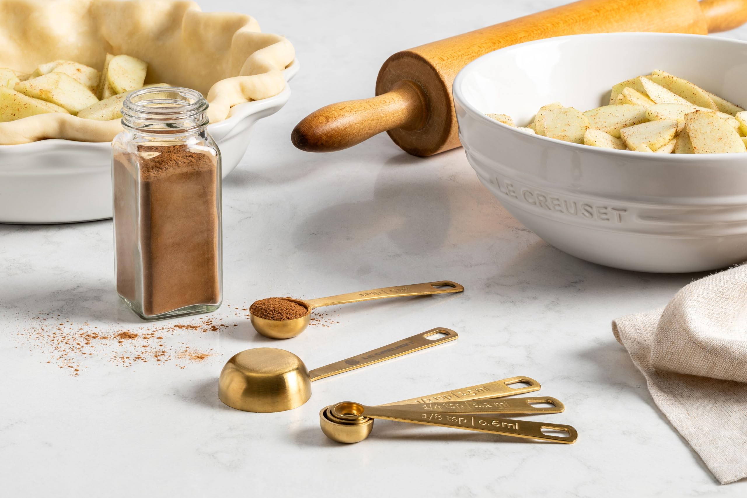 Le Creuset Stainless Steel Measuring Spoons, Gold Finish, Set of 5